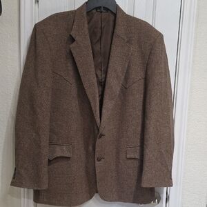Circle Men's Brown Blazer Wool Blend Size 48 R